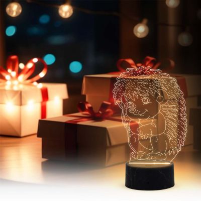 3D Illusion Baby Echidna Porcupines Night Lamp with Warm White Color Birthday Gifts for Kids
